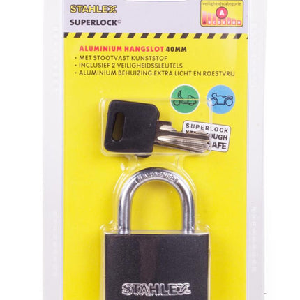 Stahlex Hangslot – 40 mm – Aluminium – Lichtgewicht – 2 Sleutels