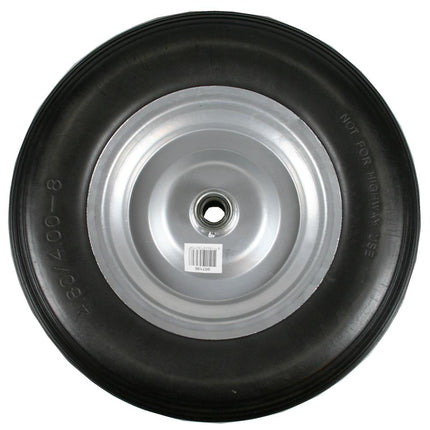 Benson Anti-lek Kruiwagenwiel 4.00-8 - Massief Rubber - Zilveren Velg