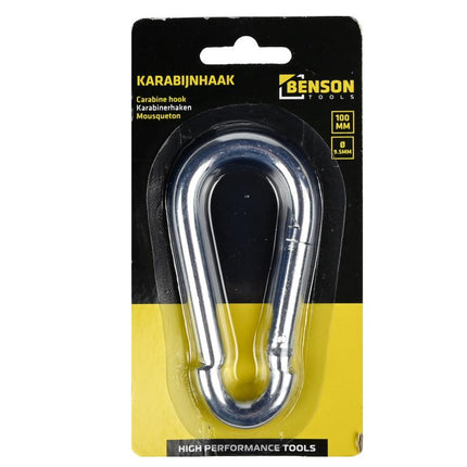 Benson Karabijnhaak – Ø 10 x 100 mm – Verzinkt Staal – Heavy Duty