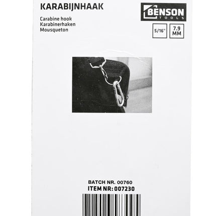 Benson Karabijnhaak – Ø 8 x 80 mm – Verzinkt Staal – Robuust