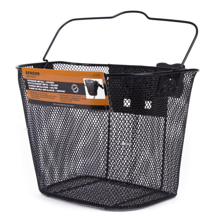 Benson Afneembare Metalen Fietsmand - Inclusief Houder - 34 x 25 x 26 cm - Zwart