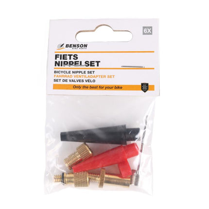 Benson Verloopnippelset - 6-Delig - Universele Ventieladapters