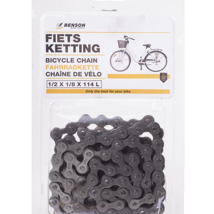 Benson Standaard Fietsketting - 114 Schakels - 1/2 x 1/8 inch - Voor Stadsfietsen