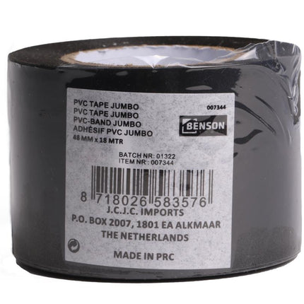 Benson Extra Sterke PVC Klustape - 48 mm x 18 m - Zwart - Waterbestendig