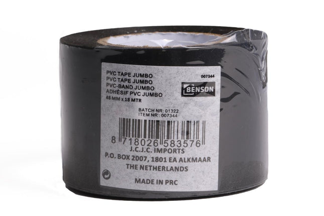 Benson Extra Sterke PVC Klustape - 48 mm x 18 m - Zwart - Waterbestendig