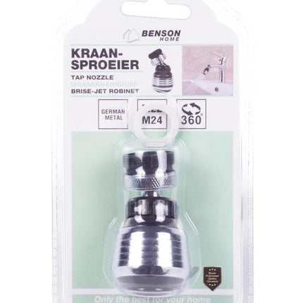 Benson Roterende Kraansproeier - 360 Graden - 2 Standen - Duits Metaal - 6 cm