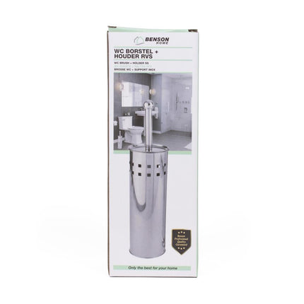 Benson Luxe Toiletborstel Set - RVS - Inclusief Deksel & Lekbak - 38 cm