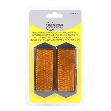 Benson Reflector Rechthoek Oranje - 100 x 40 mm - Set van 2 - E-Keur