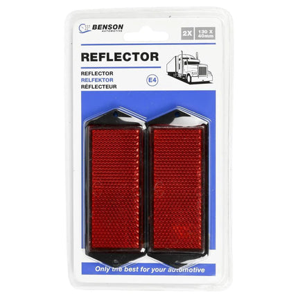 Benson Reflector Rechthoek Rood - 100 x 40 mm - Set van 2 - E-Keur
