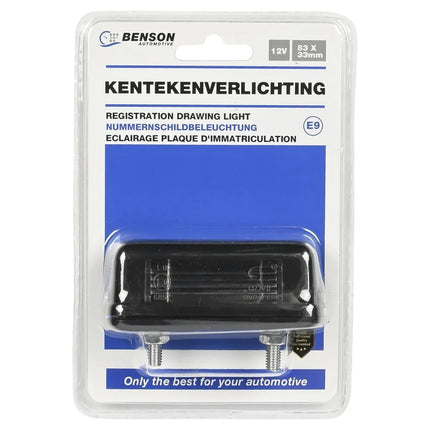 Benson Kentekenverlichting - Zwart - 83 x 33 mm - E-Keur