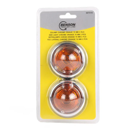 Benson Zijlamp Markeringslamp Oranje - 70 mm - Chroom - Set van 2