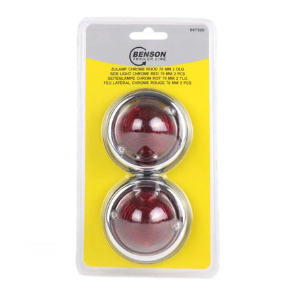 Benson Zijlamp Markeringslamp Rood - 70 mm - Chroom - Set van 2