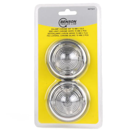 Benson Zijlamp Markeringslamp Wit - 70 mm - Chroom - Set van 2