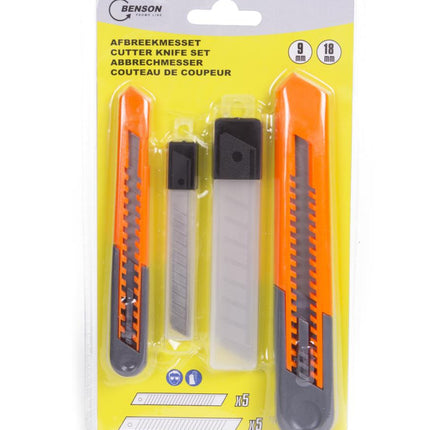 Benson 12-delige Afbreekmessenset - 9 mm & 18 mm - Inclusief Reservemesjes