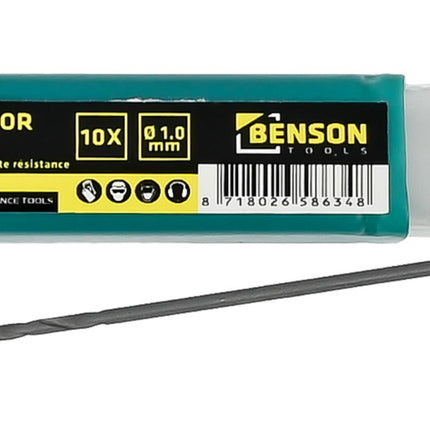 Benson HSS Metaalboren Set - 10-delig - 1.0 mm - Inclusief Opbergbox