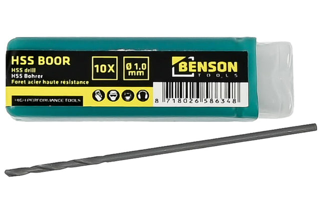 Benson HSS Metaalboren Set - 10-delig - 1.0 mm - Inclusief Opbergbox