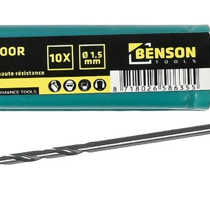 Benson HSS Metaalboren Set - 10-delig - 1.5 mm - Precisiekwaliteit