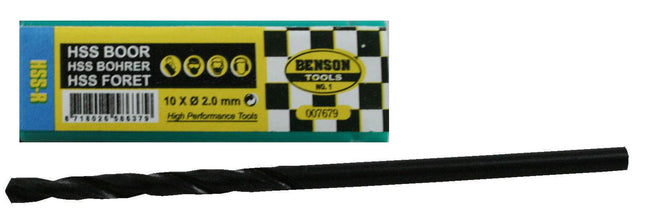 Benson HSS Metaalboren Set - 10-delig - 2.0 mm - Inclusief Opbergbox