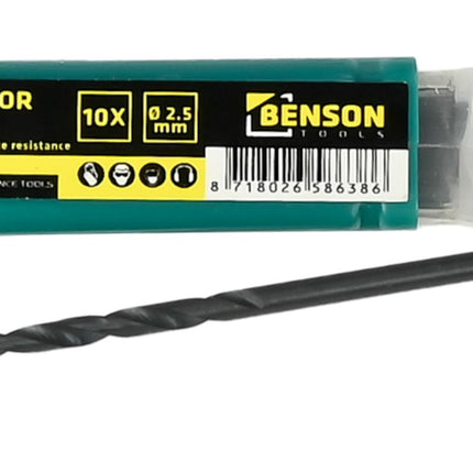 Benson Metaalborenset - HSS - 2,5 mm - 10-delig - Inclusief Opbergbox