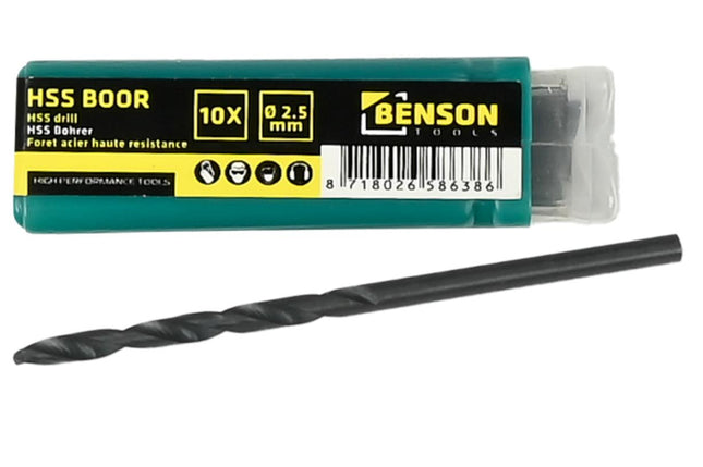 Benson Metaalborenset - HSS - 2,5 mm - 10-delig - Inclusief Opbergbox