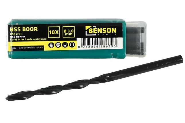 Benson Metaalborenset - HSS - 3.0 mm - 10-delig - Inclusief Opbergbox