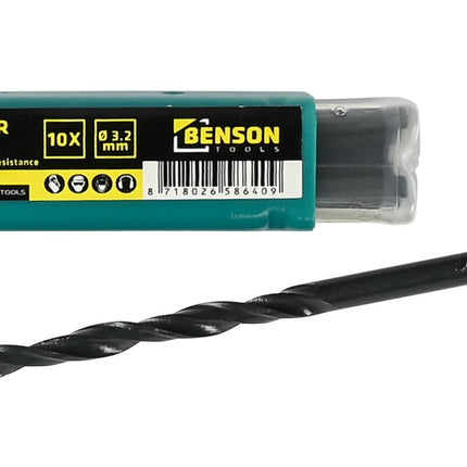 Benson HSS Metaalboren Set - 10-delig - 3.2 mm - Inclusief Opbergbox