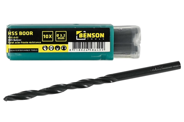 Benson HSS Metaalboren Set - 10-delig - 3.2 mm - Inclusief Opbergbox