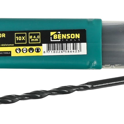 Benson HSS Metaalboren Set - 10-delig - 4.0 mm - Inclusief Opbergbox
