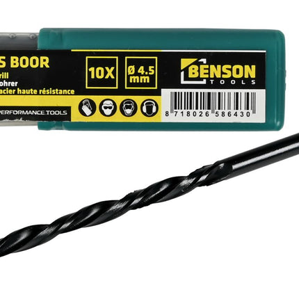 Benson HSS Metaalboren Set - 10-delig - 4.5 mm - Inclusief Opbergbox