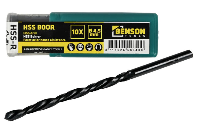 Benson HSS Metaalboren Set - 10-delig - 4.5 mm - Inclusief Opbergbox