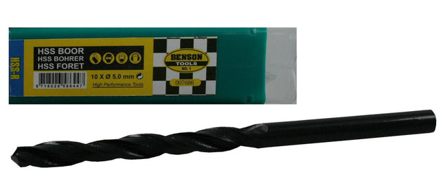 Benson HSS Metaalboren Set - 10-delig - 5.0 mm - Inclusief Opbergbox