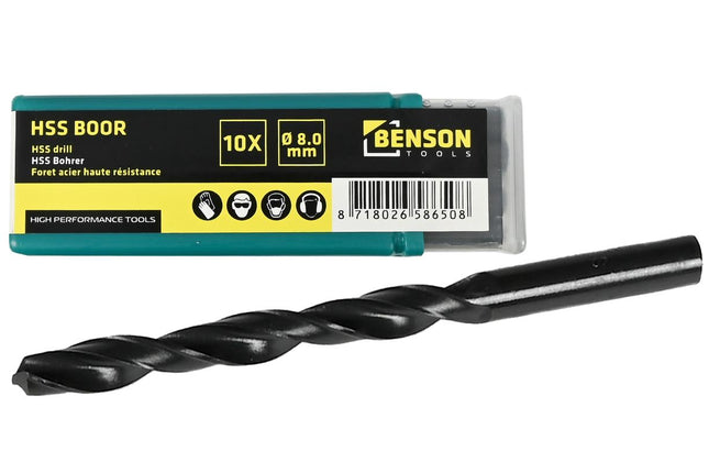 Benson HSS Metaalboren Set - 10-delig - 8.0 mm - Inclusief Opbergbox