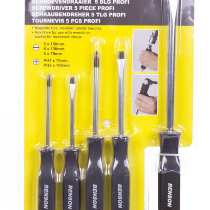 Benson Professionele Schroevendraaierset - 5-delig - Ergonomisch