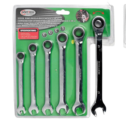 Hofftech Ringratelsleutelset - 6-delig - 8 t/m 17 mm - Hoogglans Cr-V