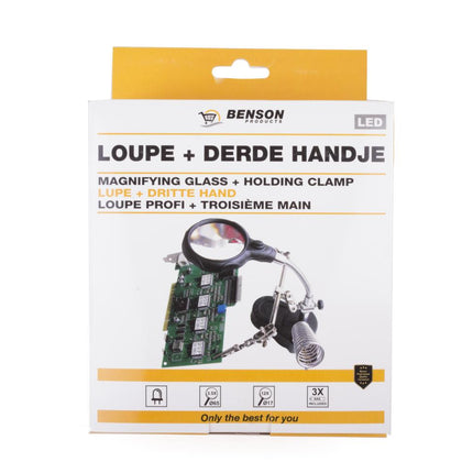 Benson Derde Hand Soldeerhulp met LED-Verlichting en Vergrootglas