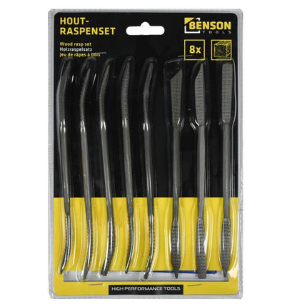 Benson Houtrasp Set - 8-delig - Massief Staal - 185 mm