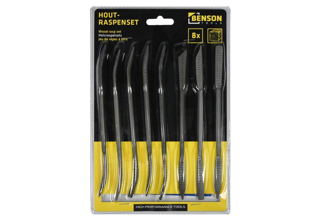 Benson Houtrasp Set - 8-delig - Massief Staal - 185 mm