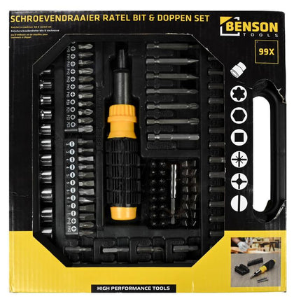 Benson Ratelschroevendraaier- en Doppenset - 101-delig - Inclusief Bithouder