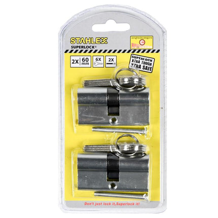 Stahlex Profielcilinders Set van 2 – Gelijksluitend – 60 mm (30/30) – 6 Sleutels