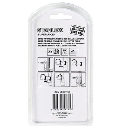 Stahlex Profielcilinders Set van 2 – Gelijksluitend – 60 mm (30/30) – 6 Sleutels