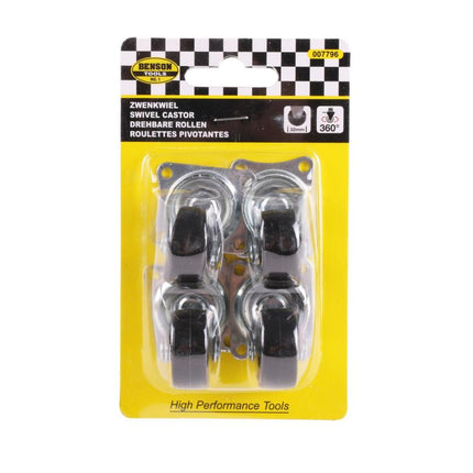 Benson Zwenkwiel Set 50 mm Zwart (4 stuks) - Meubelwielen
