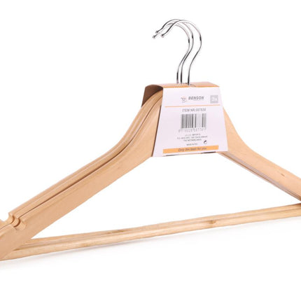 Benson Houten Kledinghangers - Brede Schouders - Naturel - 3 stuks