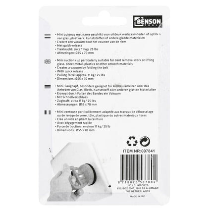 Benson Compacte Vacuümzuignap 55 mm - 11 kg Trekkracht - Geel