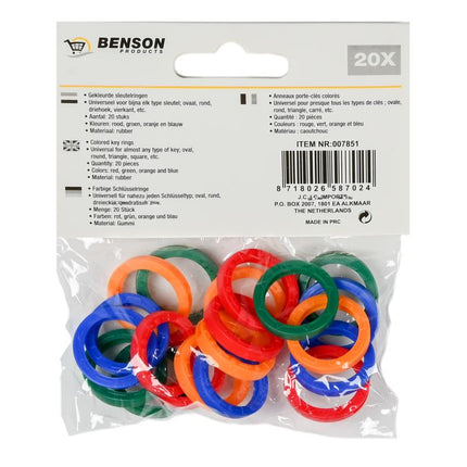Benson Gekleurde Sleutelherkenners - 20 Stuks - Universeel & Elastisch