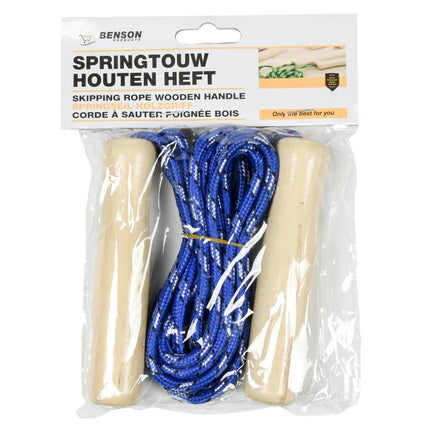 Benson Kinderspringtouw - Houten Handvatten - 218 cm - Kleurenmix