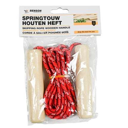 Benson Kinderspringtouw - Houten Handvatten - 218 cm - Kleurenmix