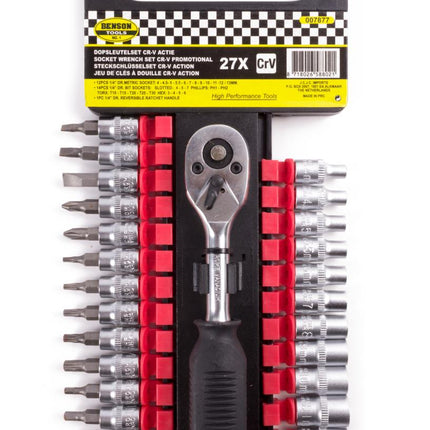 Benson Dopsleutelset - 27-delig - 1/4" Opname - Chroom-Vanadiumstaal