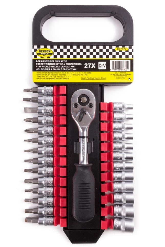 Benson Dopsleutelset - 27-delig - 1/4" Opname - Chroom-Vanadiumstaal