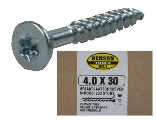 Benson Spaanplaatschroeven voor Beslag – Torx TX-20 – 4.0 x 30 mm – 200 stuks