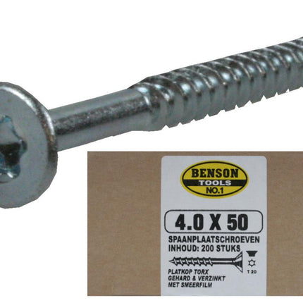 Benson Spaanplaatschroeven voor Beslag – Torx TX-20 – 4.0 x 50 mm – 200 stuks